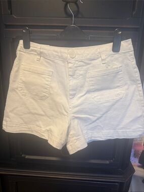 Oat New York White High-Waist Cotton Shorts